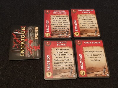 Brettspiel Spartacus Karte INTRIGUE REACTION rot (Erweiterung The Shadow of Death)