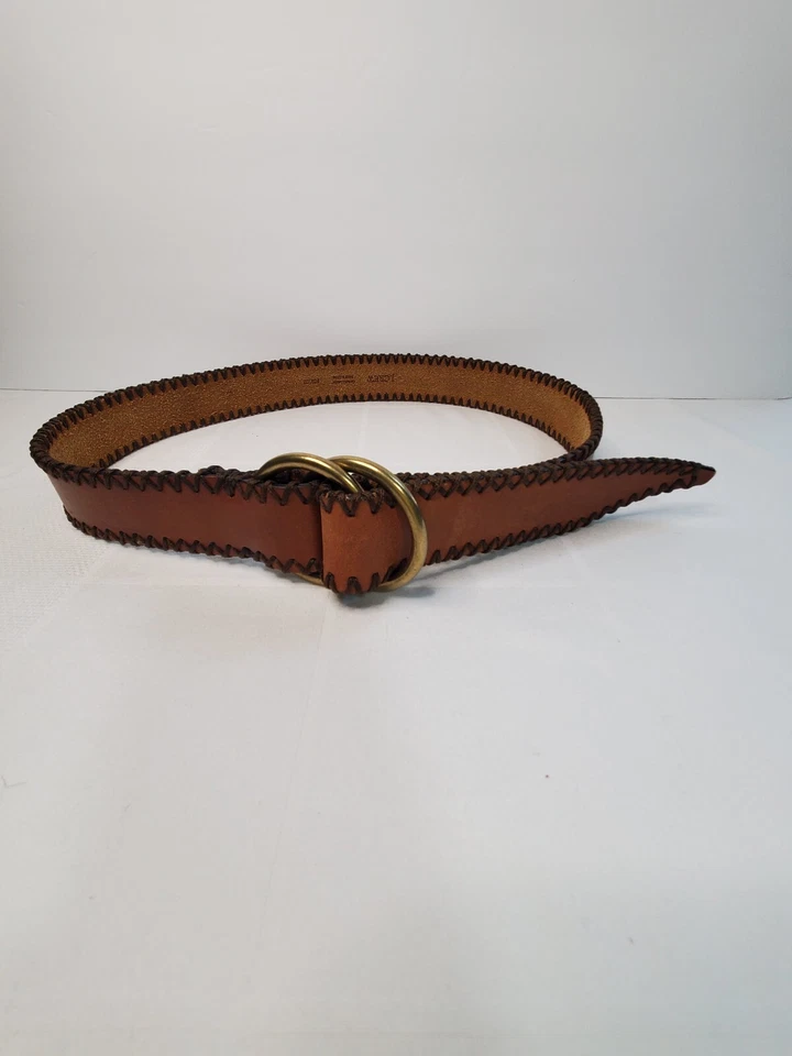 J. Crew Brown Leather Belt Women size S/M  Stitched  Boho Western Cowboy Rodeo - Изображение 3 из 4