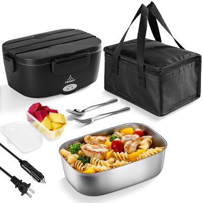 Electric Lunch Box 80W Heated Lunchbox for Adults 1.5L 12/24/110V Food Warmer...