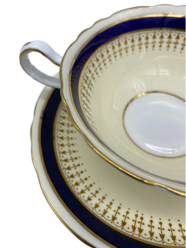 Aynsley 7301 Kobalt Creme Suppe Schüssel & Untertasse - Bild 2 von 4