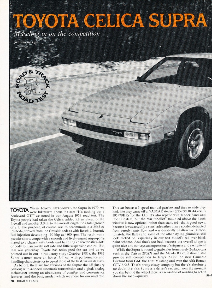 1982 Toyota Celica Supra Road Test - Original Car Print Article