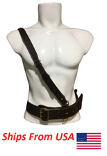 Sam Browne Belt With Shoulder Strap Dark Brown-120 cm