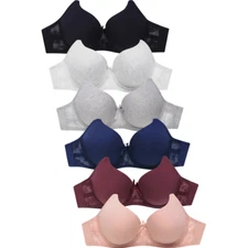 6 Pack SOFRA LADIES FULL CUP COTTON PLAIN BRA (BR4326P)