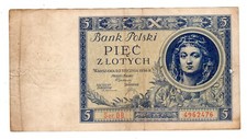 Poland POLAND Billet 5 ZLOTYCH 1930 P72 GOOD CONDITION