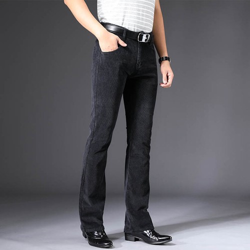 Men Corduroy Cord Pants Stretch Flared Bootcut Trousers Bottoms Casual Plain - Picture 9 of 15