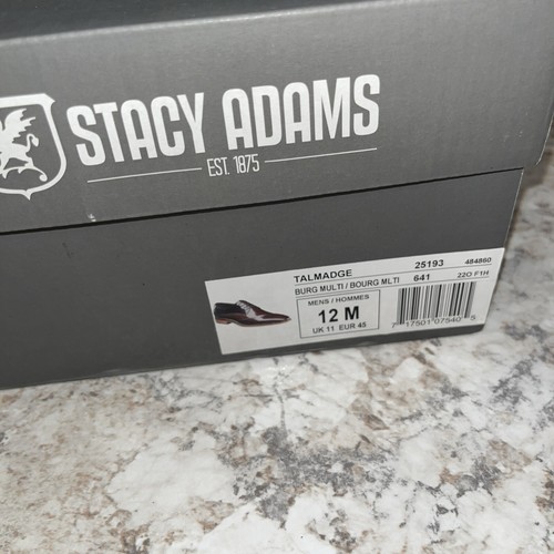 Stacy Adams Talmadge Men's Cognac Black Lace up Cap Toe Dress Shoes size 12M - Picture 11 of 11