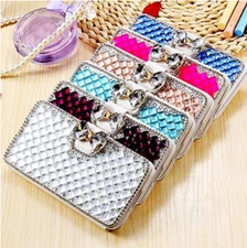 Women Bling Rhinestone Card Diamond Wallet Crossbody Phone Case Cover For Phones