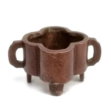 2.6 Inch Collection Old Chinese Bronze Carving Plum Flower Mouth Incense Burner