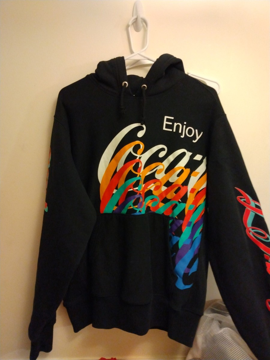 CHAMPION REVERSE WEAVE COCA COLA GRAPHIC HOODED SWEATSHIRT SIZE
