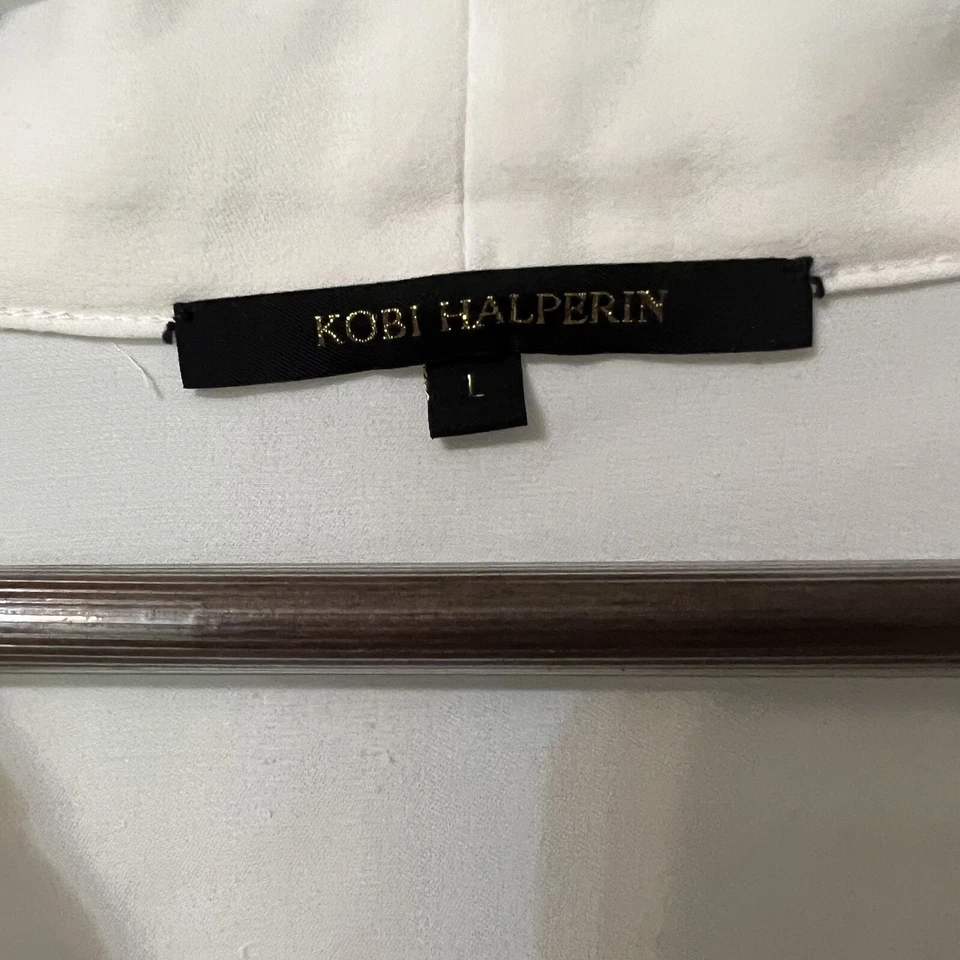 Kobi Halperin Womens 100% Silk Top Size L Ivory Blouse Flowy Sheer Ethereal  - Image 2 of 4