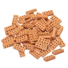 60PCS Scale 1/12 Miniature Bricks Clay Mini Wall Brick for Model Building Red
