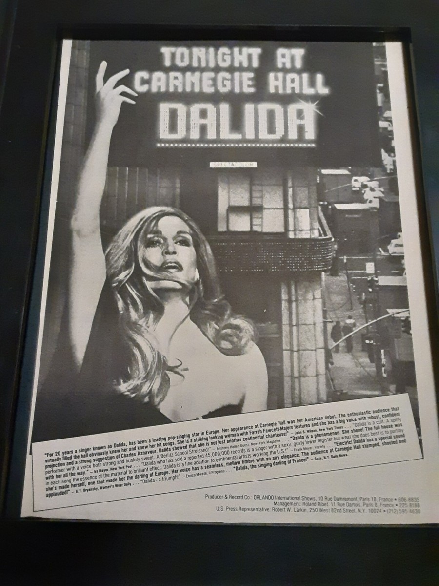 Dalida Live At Carnegie Hall Rare Original Concert Promo Poster Ad