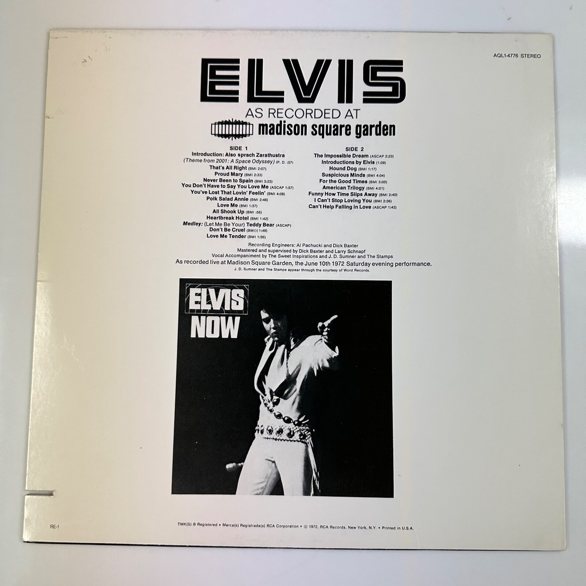 Madison Square Garden LP Record Vinyl Elvis Presley Recorded Live