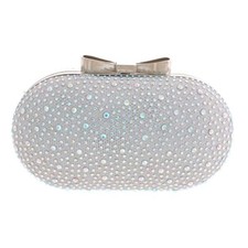 Silver Tone Metal AB Glitter Fabric Rhinestone Clutch Evening Bag TLX150-SAB