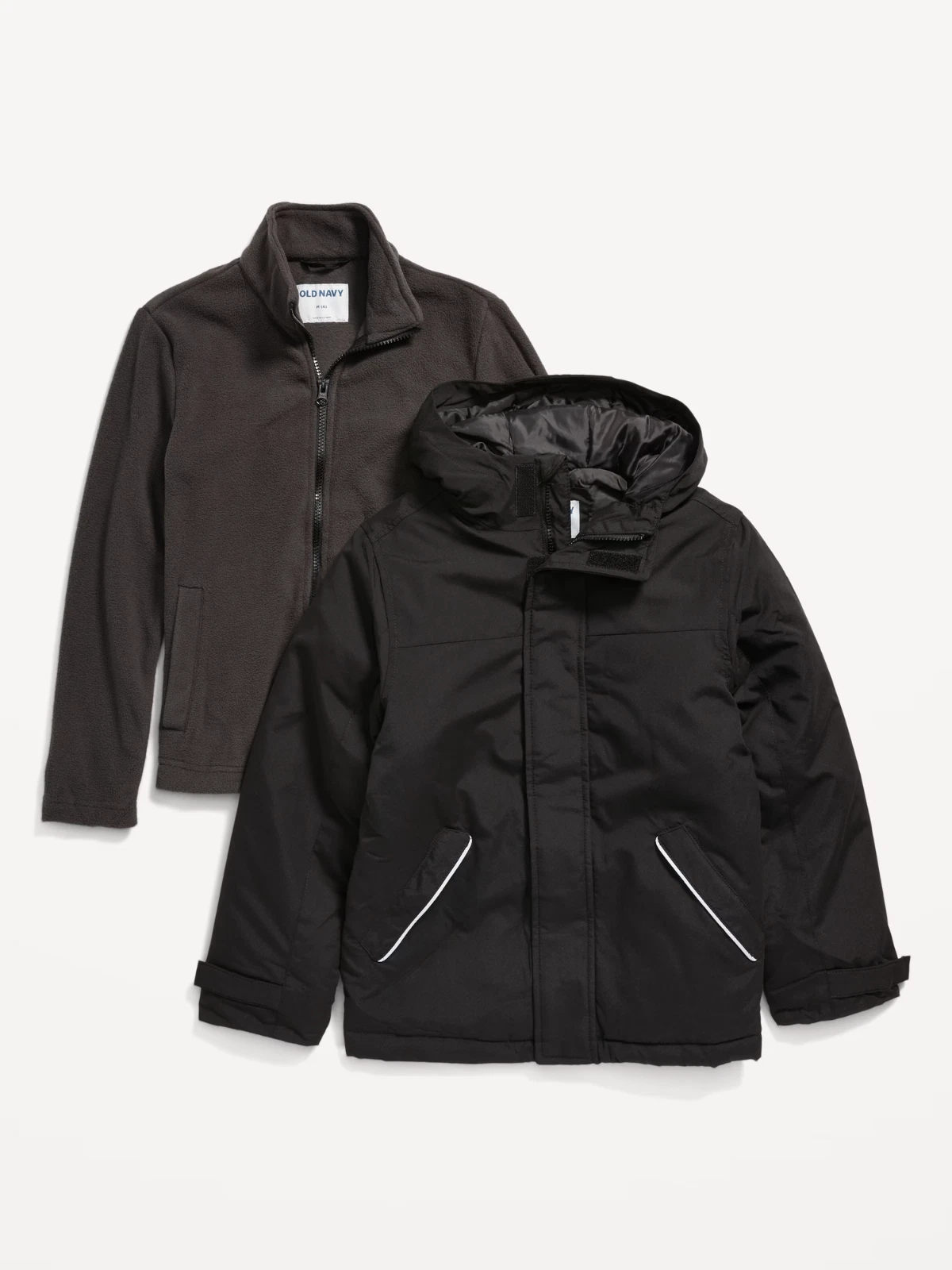 Old Navy 3 in 1 Jacket Coat Full Zip Boys Small Black Lightweight Lined ~ New