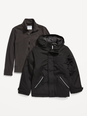 Old Navy 3 in 1 Jacket Coat Full Zip Boys Small Black Lightweight