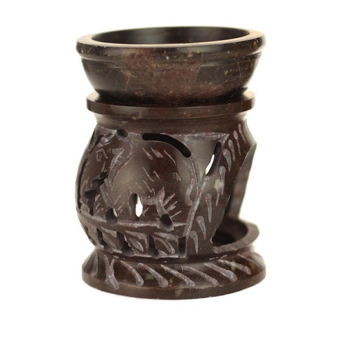 "Difusor de aceite - quemador de aceite de piedra jabonosa natural elefante redondo 3,25" - Imagen 3 de 4