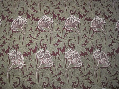 WILLIAM MORRIS CURTAIN FABRIC DESIGN ''Tulip'' 3 METRES HEATHER/OLIVE (300 CM)
