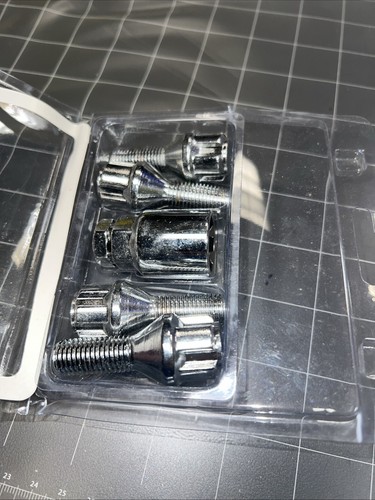4x BMW Mini Chrome 12x1.5 Wheel Locks Lug Bolt 28mm Shank + Key Fit E-Body Trim