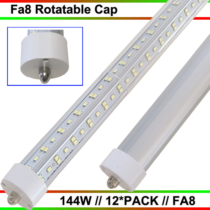 8FT T8 LED Tube Light 144W Single Pin Shop Light Bulb 12 Pack (FA8 8FOOT)