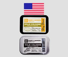 Duke Cannon Old Glory & Bay Rum Solid Cologne Tin Container Lot 2 Benefits Vets