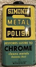 Vintage Antique Simoniz Chrome Metal Polish Cleaner Tin Advertising Can
