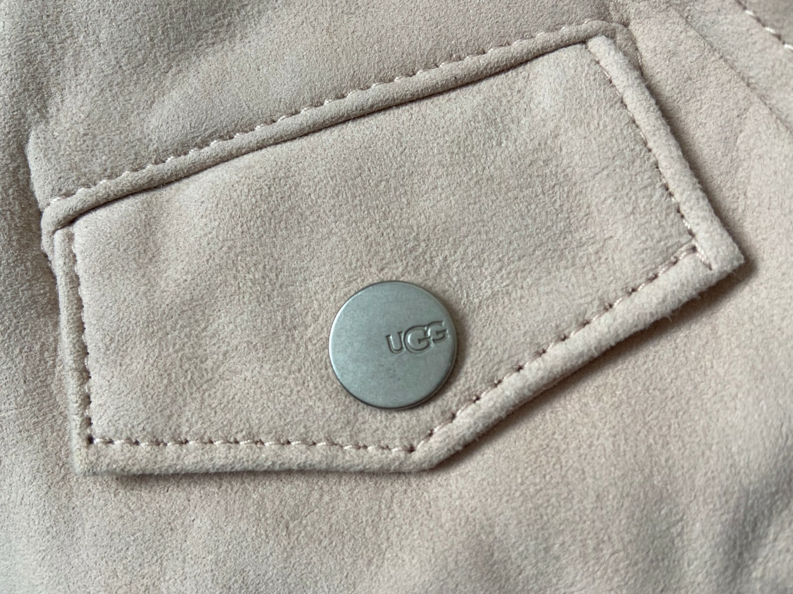 UGG SEASHELL PINK LEATHER SUEDE BIKER JACKET SIZE M RETAIL £435 BNWT image 5