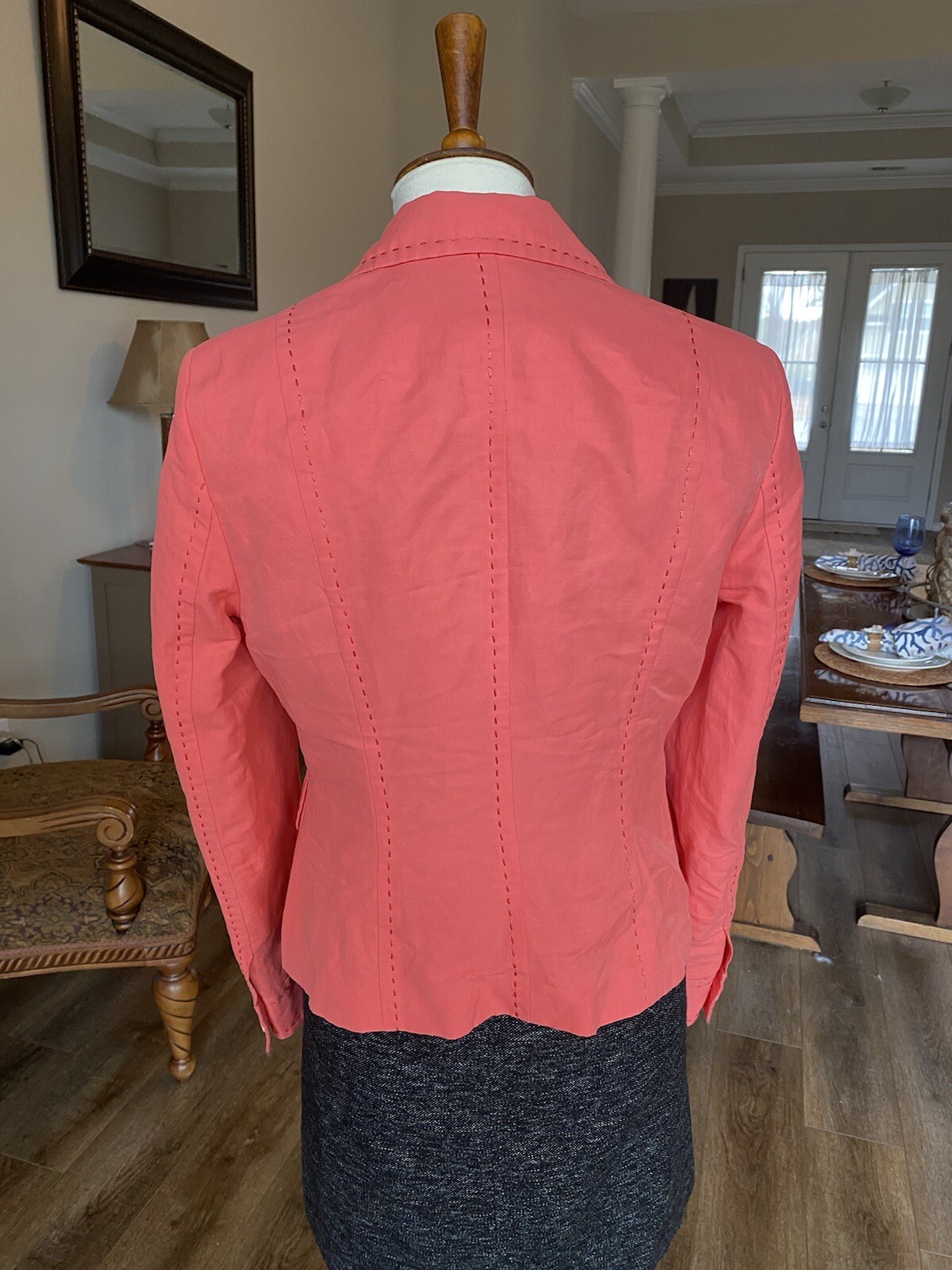 Talbots Collection Italian Linen Jacket Coral SZ 8 - Gem
