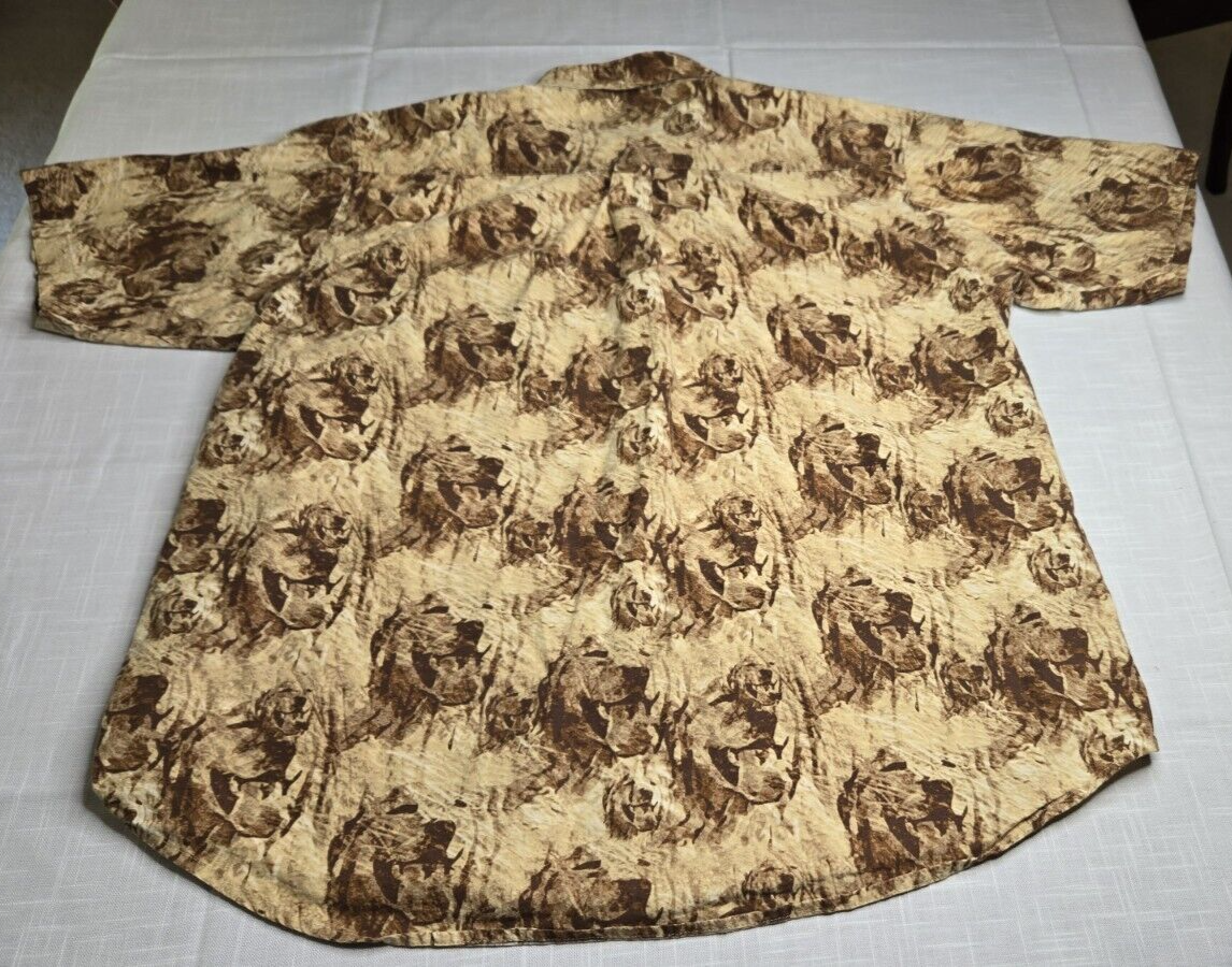 Wrangler CamoDog Shirt Mens XXL Short Sleeve Button Down Dogs