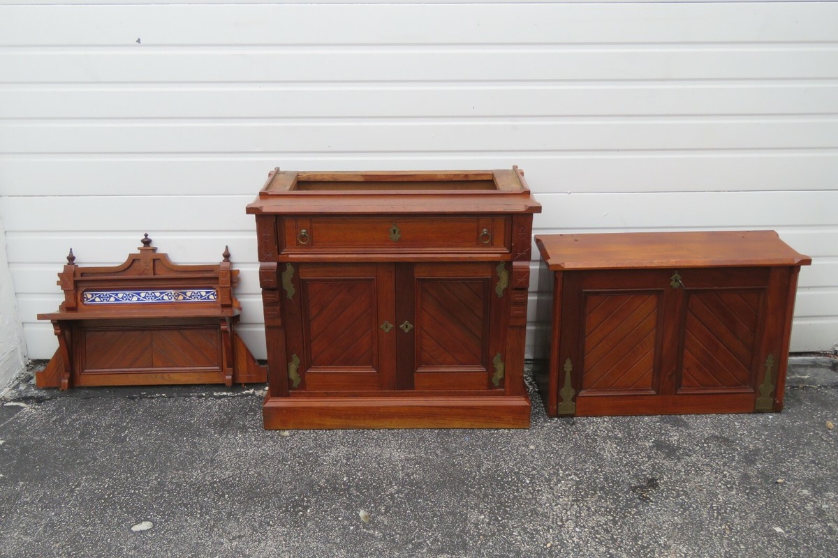 1880s Eastlake Solid Walnut 3 Part Tall Secretary Desk 2801 | eBay