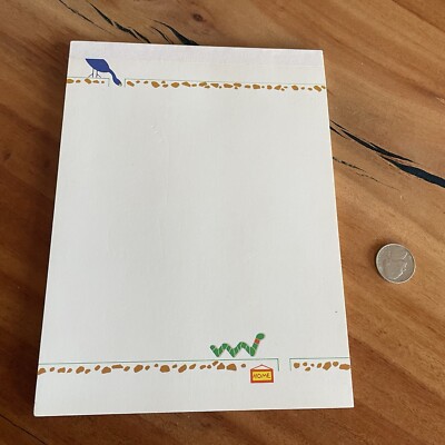 Vtg Rare Stationery Notepad Herlitz Early Bird @ Worm Cartoon School Supply 80s