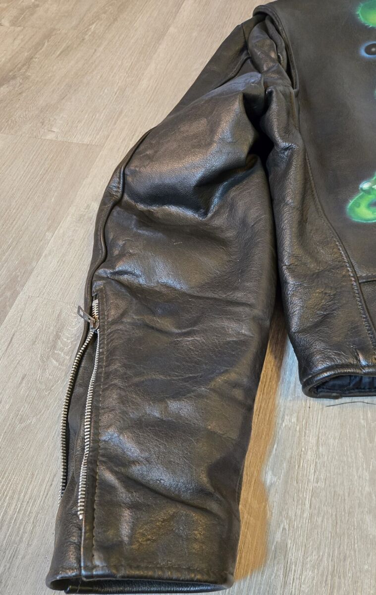 Vintage Leather Jacket Men's XL Black Rat Fink Motorcycle Vintage Leather Jacket Men's XL Black Rat Fink Motorcycle