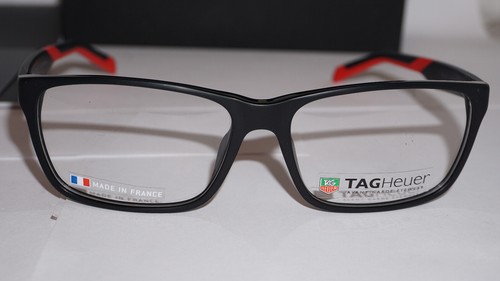 TAG HEUER New Eyeglasses Black Red TH552 005 59 16 145 - Picture 5 of 11