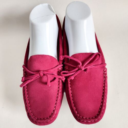 Ecco Fuschia Size 6.5 Slip On Suede Loafers Minimalist Preppy Flat Comfort Shoe