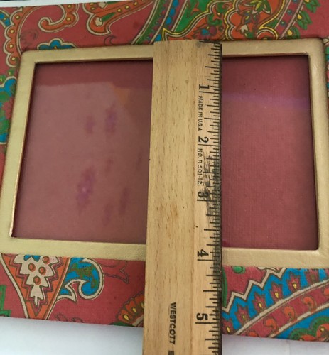 Jacobean Style Paisley Coral Teal & Gold Fabric Picture Photo Frame - Picture 8 of 10