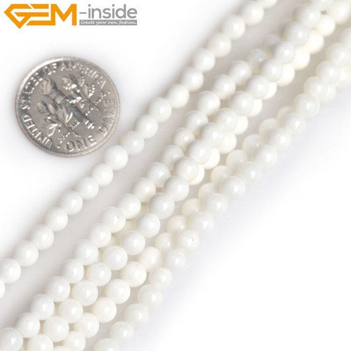 Natural Gemstone White Tridacna Shell Round Beads For Jewellery Making 15" UK - Picture 11 of 25