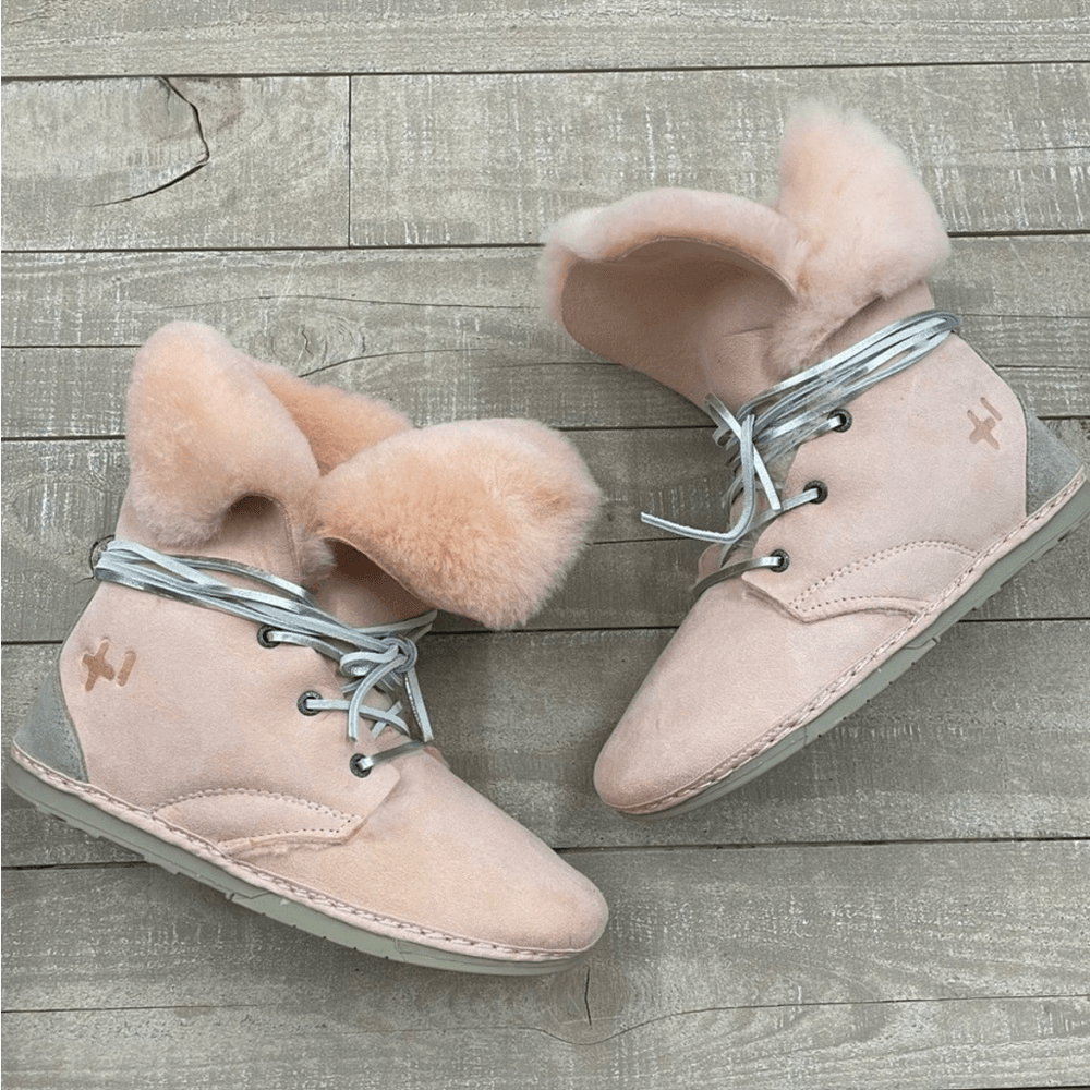OTZ Troop Weather Shirring Lace Up Boots In Powder Pink | eBay