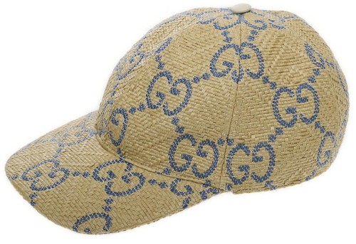 NUEVA GORRA DE BÉISBOL GUCCI BEIGE NATURAL PAJA DE RAFIA ESTAMPADO GG 58/GRANDE - Imagen 5 de 12