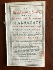 Very RARE 1748 Gentleman's Diary, Mathematical Repository Almanack, LONDON