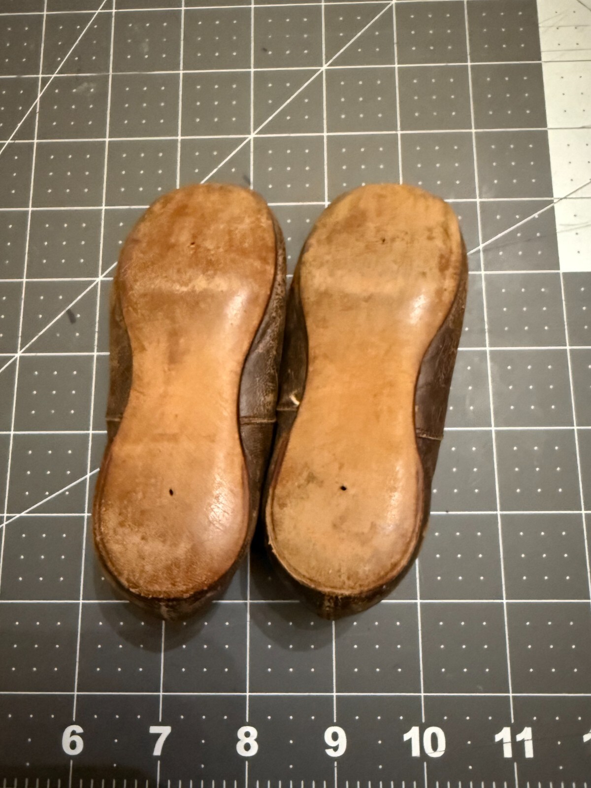 Vintage c. 1930's-40's Brown Leather Child's Shoes