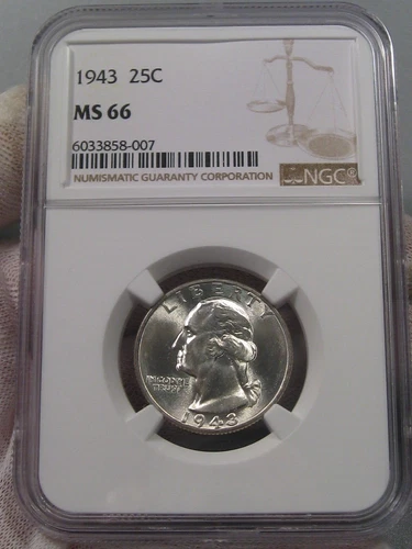 BU GEM 1943 Silver Washington Quarter NGC MS66.  #21