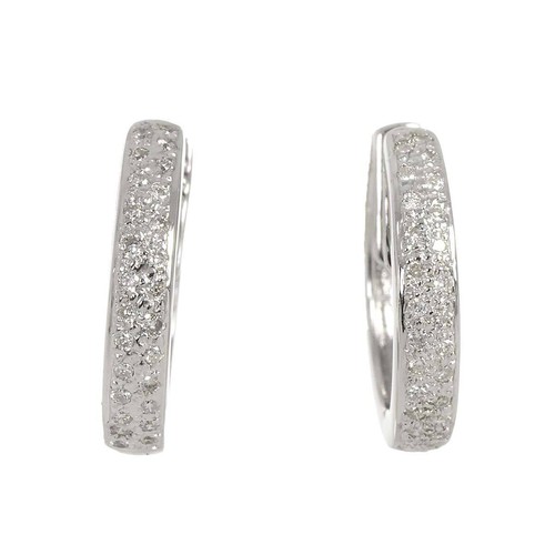 Diamond Earrings Pierced 18K K18 WG 750 90277781 - Picture 2 of 6