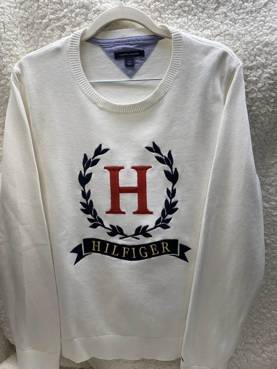 Sig til side september dome Tommy Hilfiger womens H logo sweater LARGE | eBay