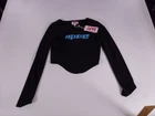 A Bathing Ape Top Womens M Square Neck Black Long Sleeve Cropped Graphic Tee