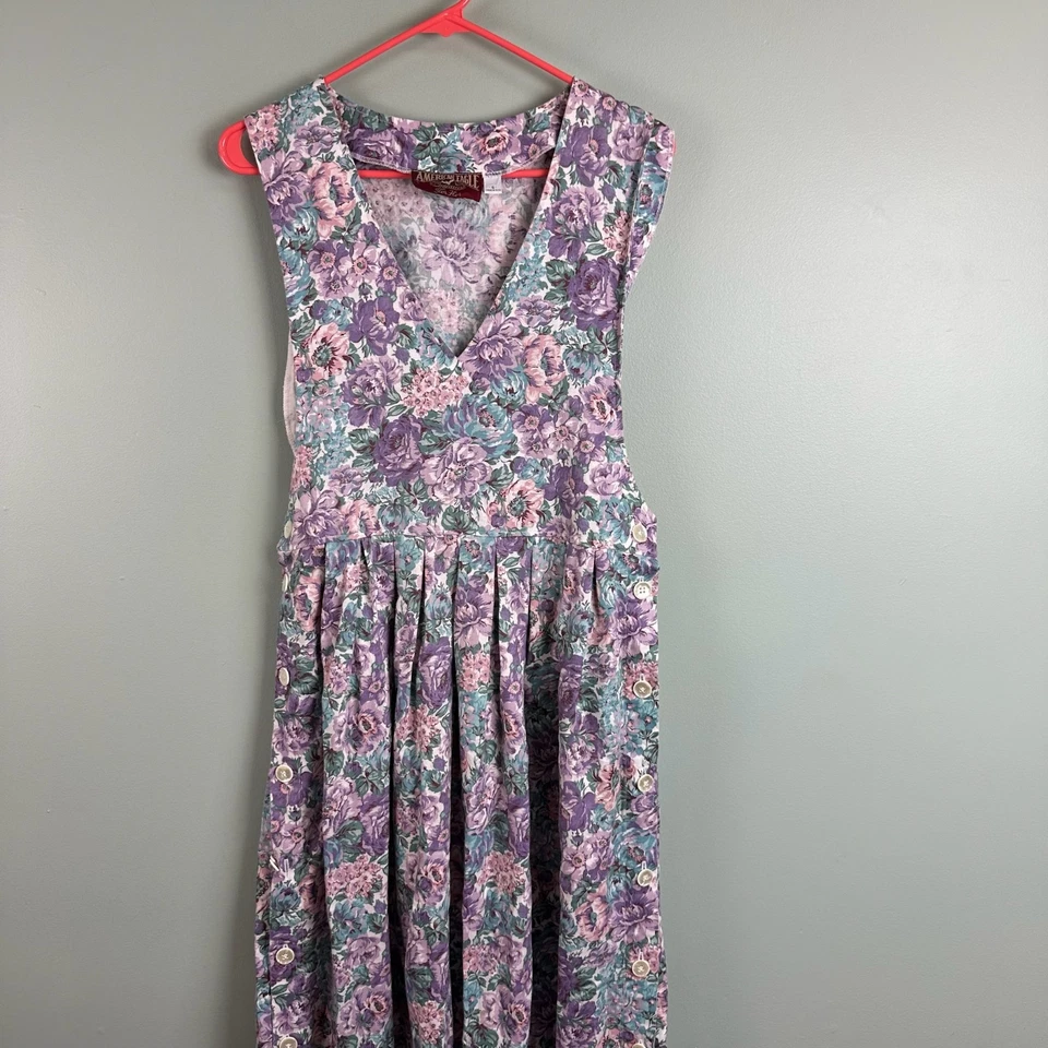 复古 80 年代 90 年代 American Eagle Outfitters 紫色花卉换装连衣裙 尺寸 6 美国 — 第 2/4 张图片