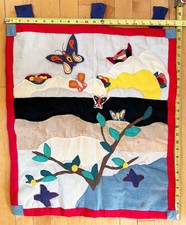 Vtg 1970 s Handmade Folk Art TAPESTRY quilt one-of-a-kind WinterPark signed read
