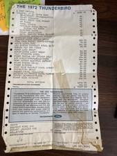 Original 1972 Ford Thunderbird Window Sticker Monroney Vin Belmont Ford Rare