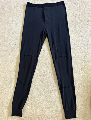 Aimer Men s Black Base Layer Bottom Long Johns Size M Solid Regular Fit