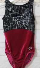 GK Elite Leotard Raspberry ish Velour Metallic Gymnastics CL Childs Girls L