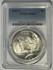 1922 S PEACE  DOLLAR PCGS MS 63
